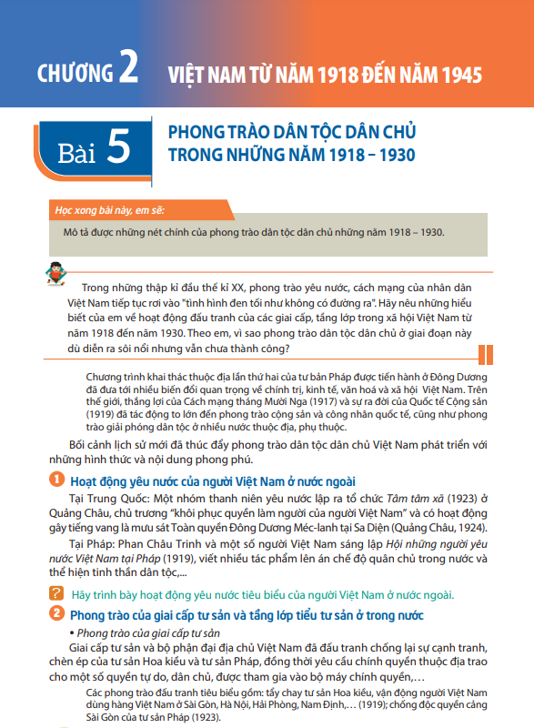 Bài 5: Phong trào dân tộc dân chủ trong những năm 1918 - 1930