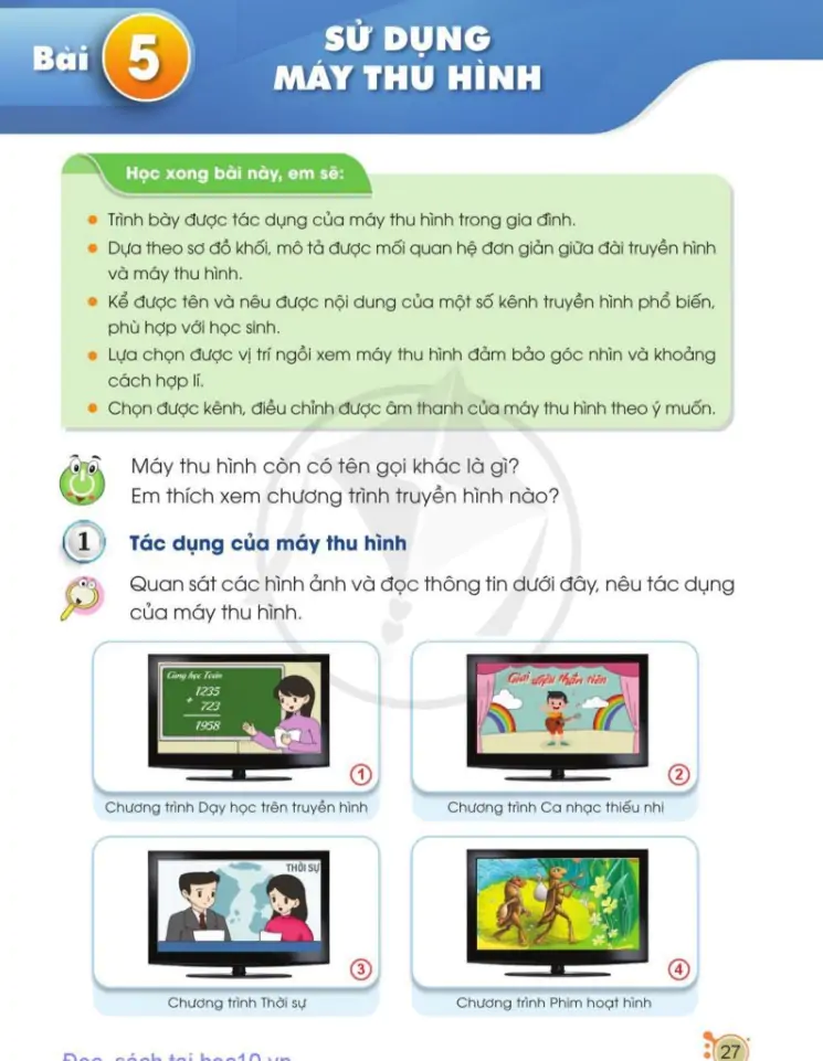 Bài 5: Sử dụng máy thu hình