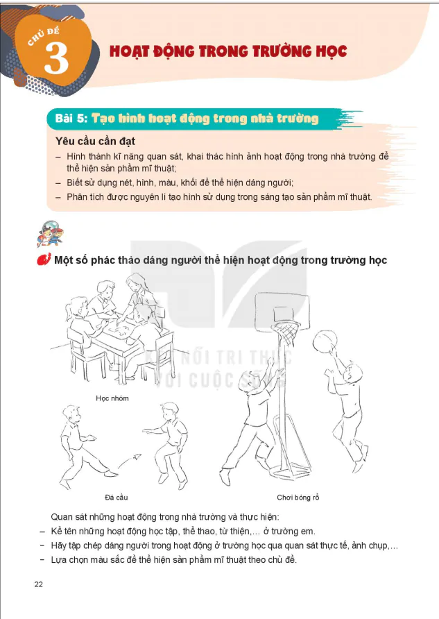 Bài 5: Tạo hình hoạt động trong nhà trường