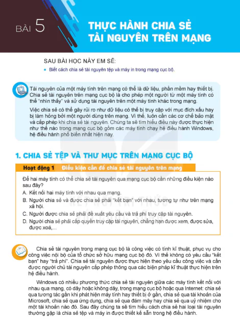 BÀI 5: THỰC HÀNH CHIA SẺ TÀI NGUYÊN TRÊN MANG