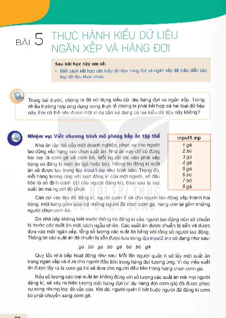 Bài 5: Thực Hành Kiểu Dữ Liệu Ngăn Xếp Và Hàng Đợi 