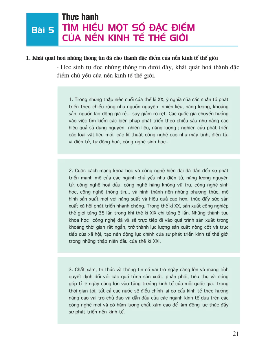 Bài 5: Thực Hành: Tìm Hiểu Một Số Đặc Điểm Của Nền Kinh Tế Thế Giới