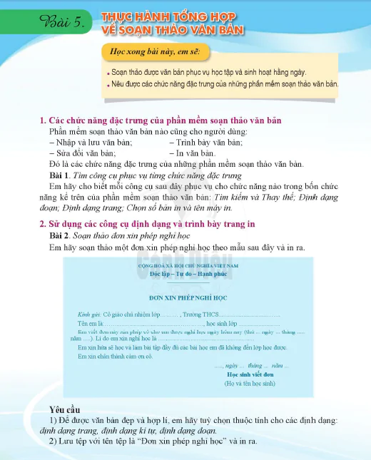 Bài 5. Thực hành tổng hợp về soạn thảo văn bản