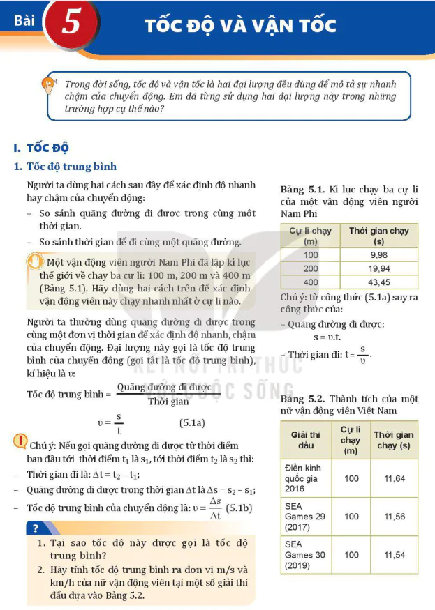 Bài 5: Tốc Độ Và Vận Tốc