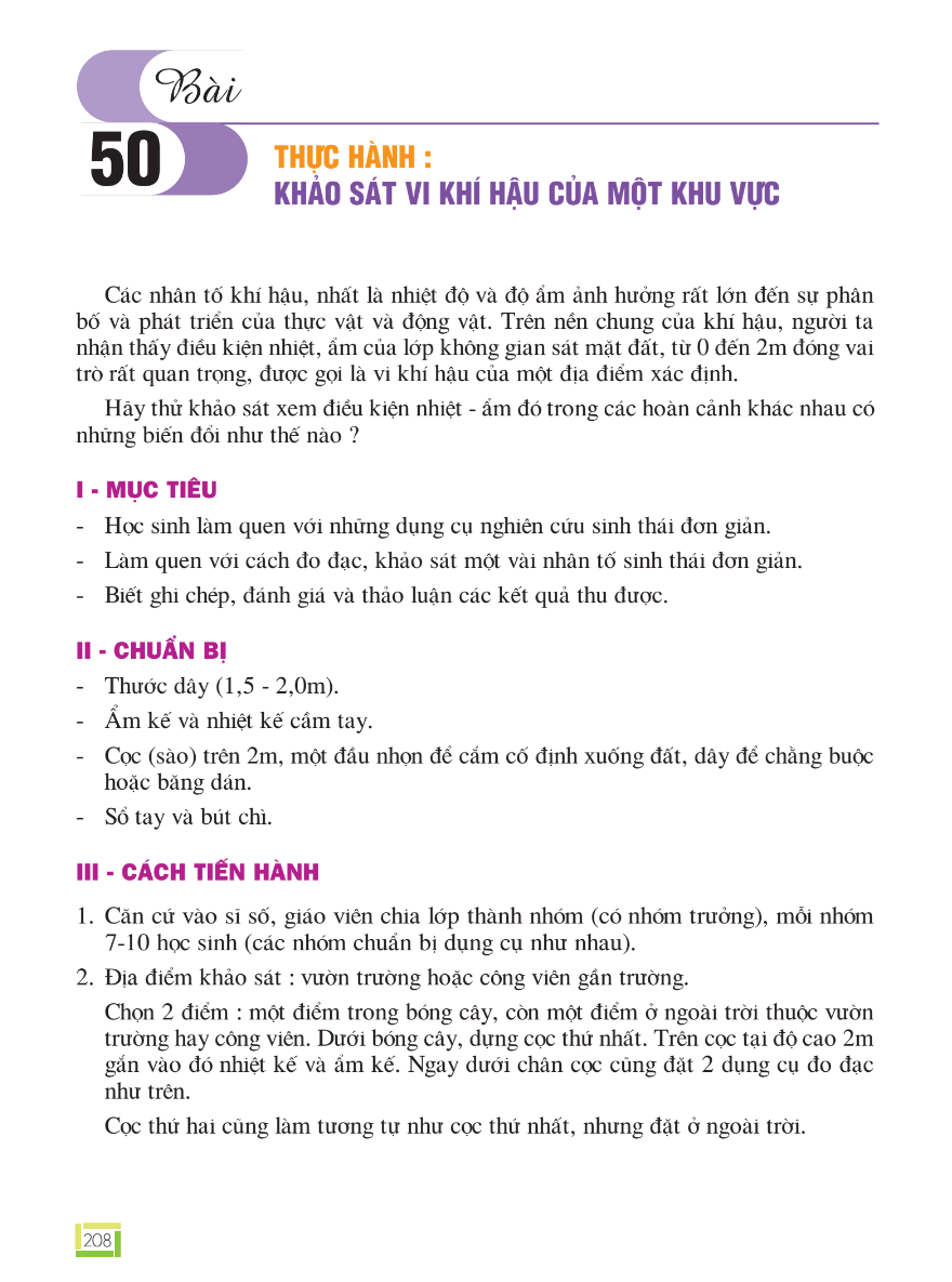 Bài 50: Thực Hành: Khảo Sát Khí Hậu Của Một Khu Vực