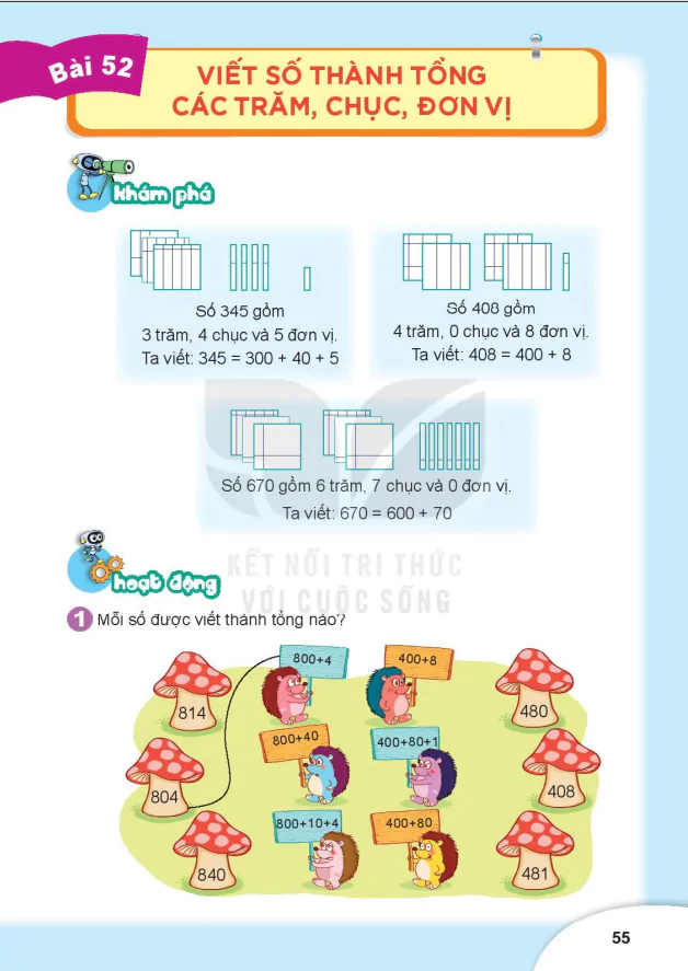BÀI 52: VIẾT SỐ THÀNH TỔNG CÁC TRĂM, CHỤC, ĐƠN VỊ