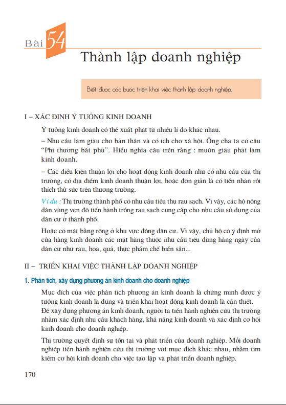 Bài 54: Thành lập doanh nghiệp