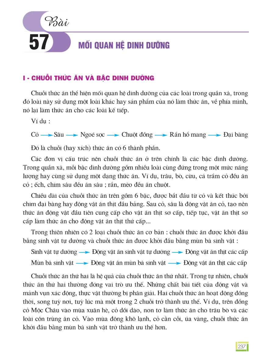Bài 57: Mối Quan Hệ Dinh Dưỡng