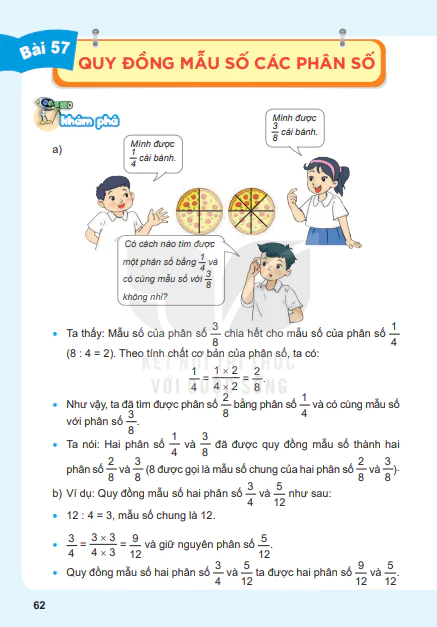 Bài 57: Quy đồng mẫu số các phân số