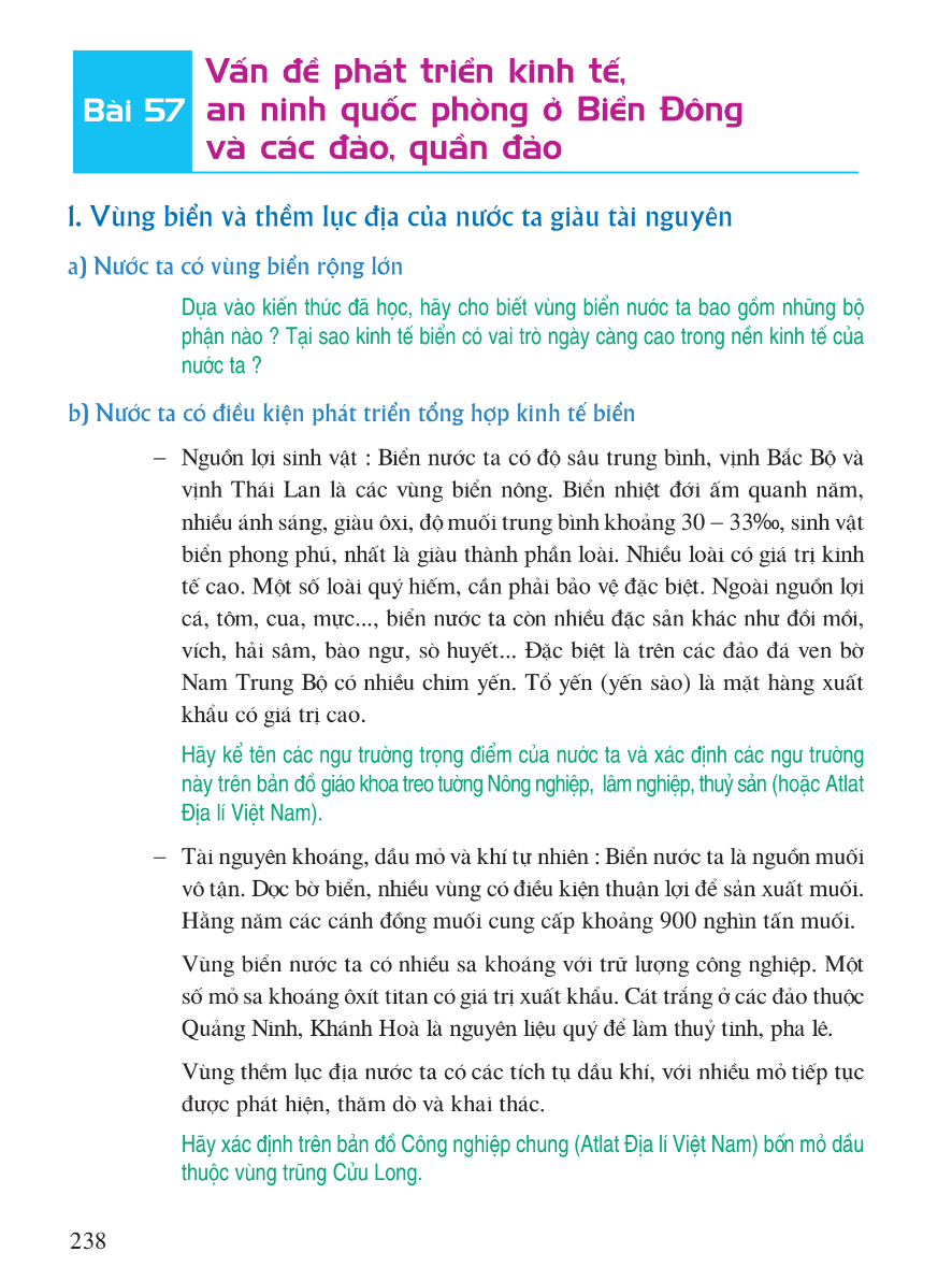 Bài 57: Vấn Đề Phát Triển Kinh Tế, An Ninh Quốc Phòng Ở Biển Đông Và Các Đảo, Quần Đảo