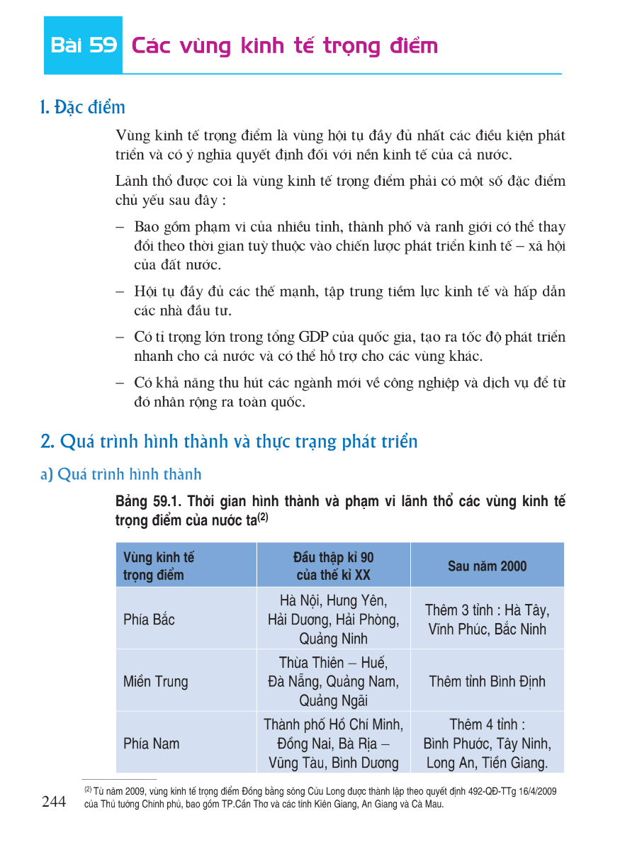 Bài 59: Các Vùng Kinh Tế Trọng Điểm