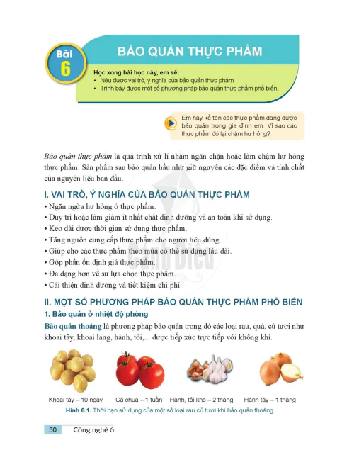 Bài 6: Bảo quản thực phẩm
