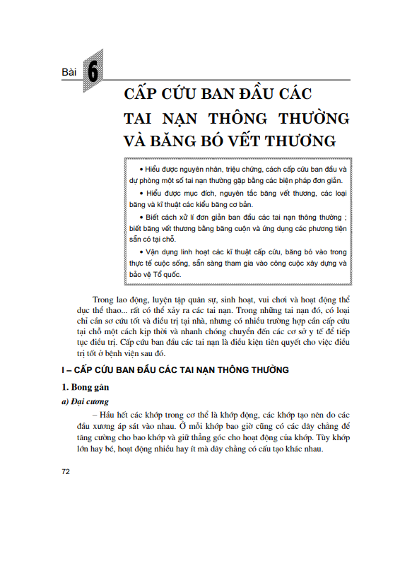 Bài 6: Cấp cứu ban đầu các tai nạn thông thường và băng bó vết thương