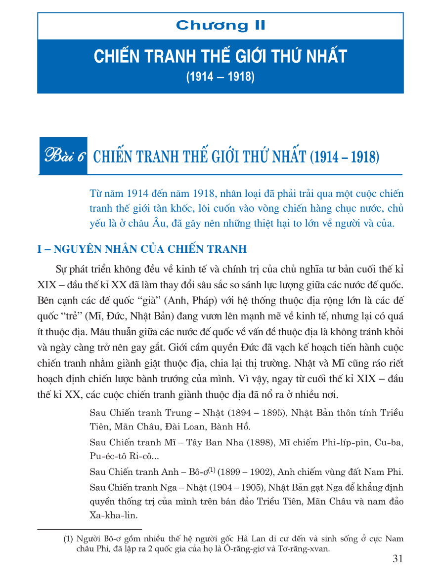 Bài 6: Chiến Tranh Thế Giới Thứ Nhất (1914 - 1918)