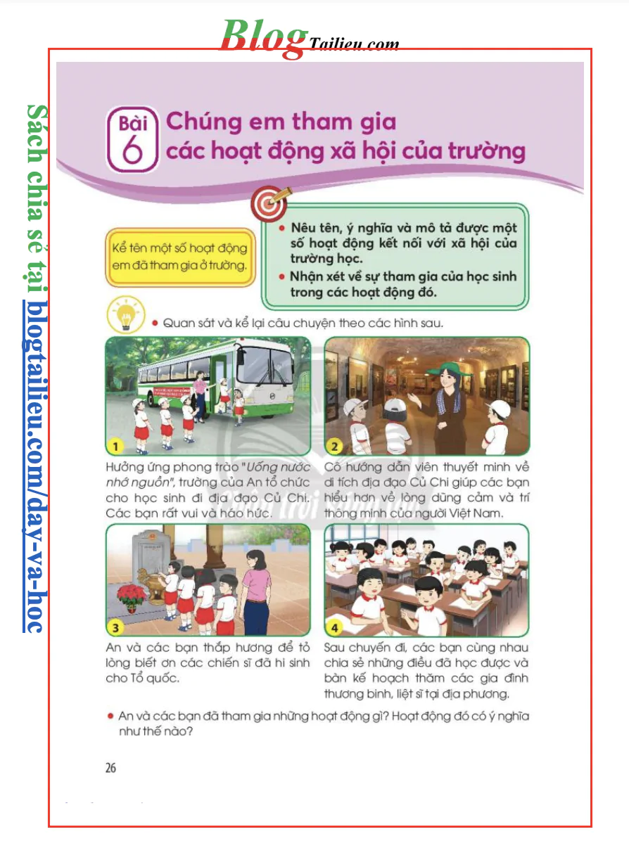 Bài 6: Chúng em tham gia các hoạt động xã hội của trường