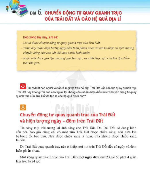 Bài 6. Chuyển động tự quay quanh trục của Trái Đất và các hệ quả địa lí
