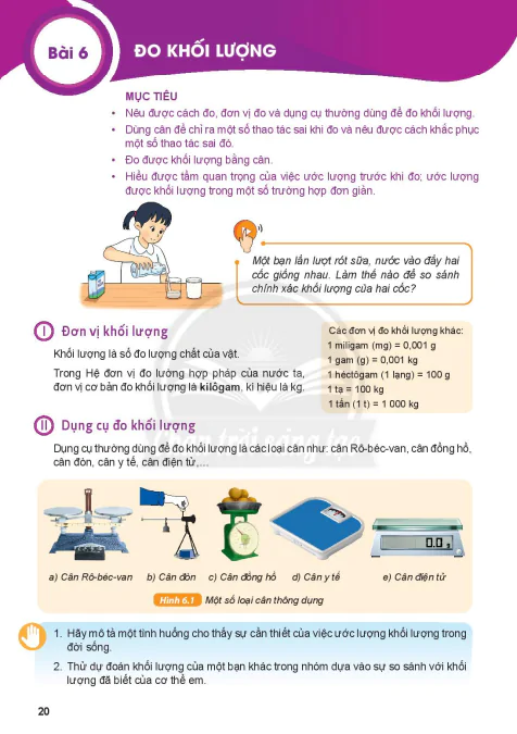 Bài 6: ĐO KHỐI LƯỢNG