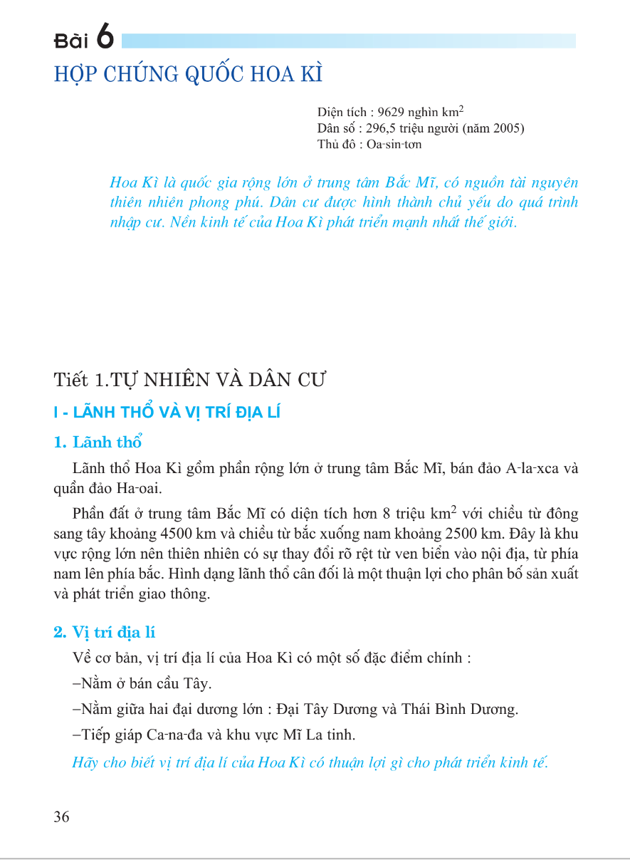Bài 6: Hợp Chủng Quốc Hoa Kì