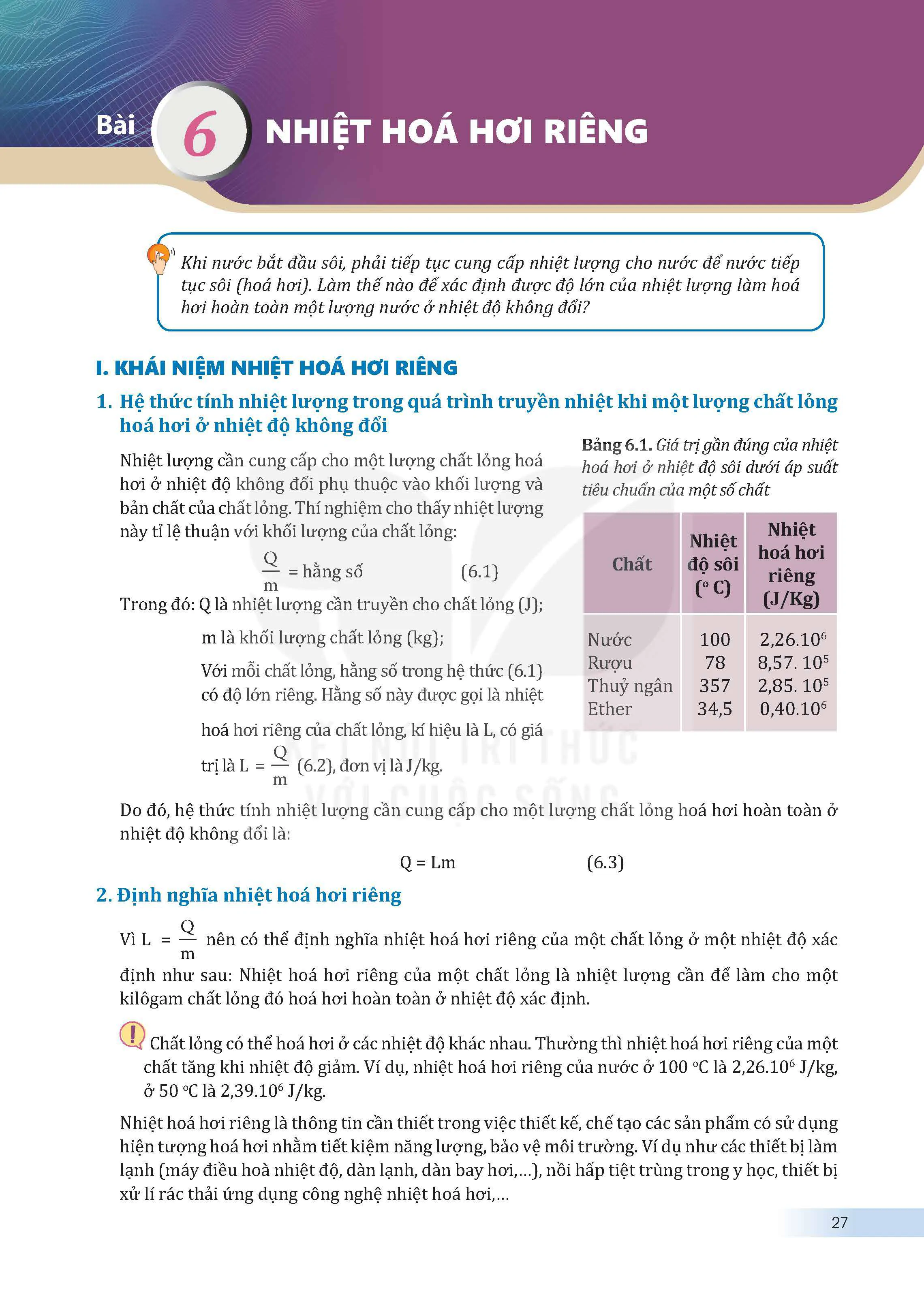 Bài 6: Nhiệt hóa hơi riêng
