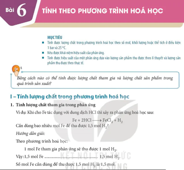 Bài 6: Tính theo phương trình hóa học