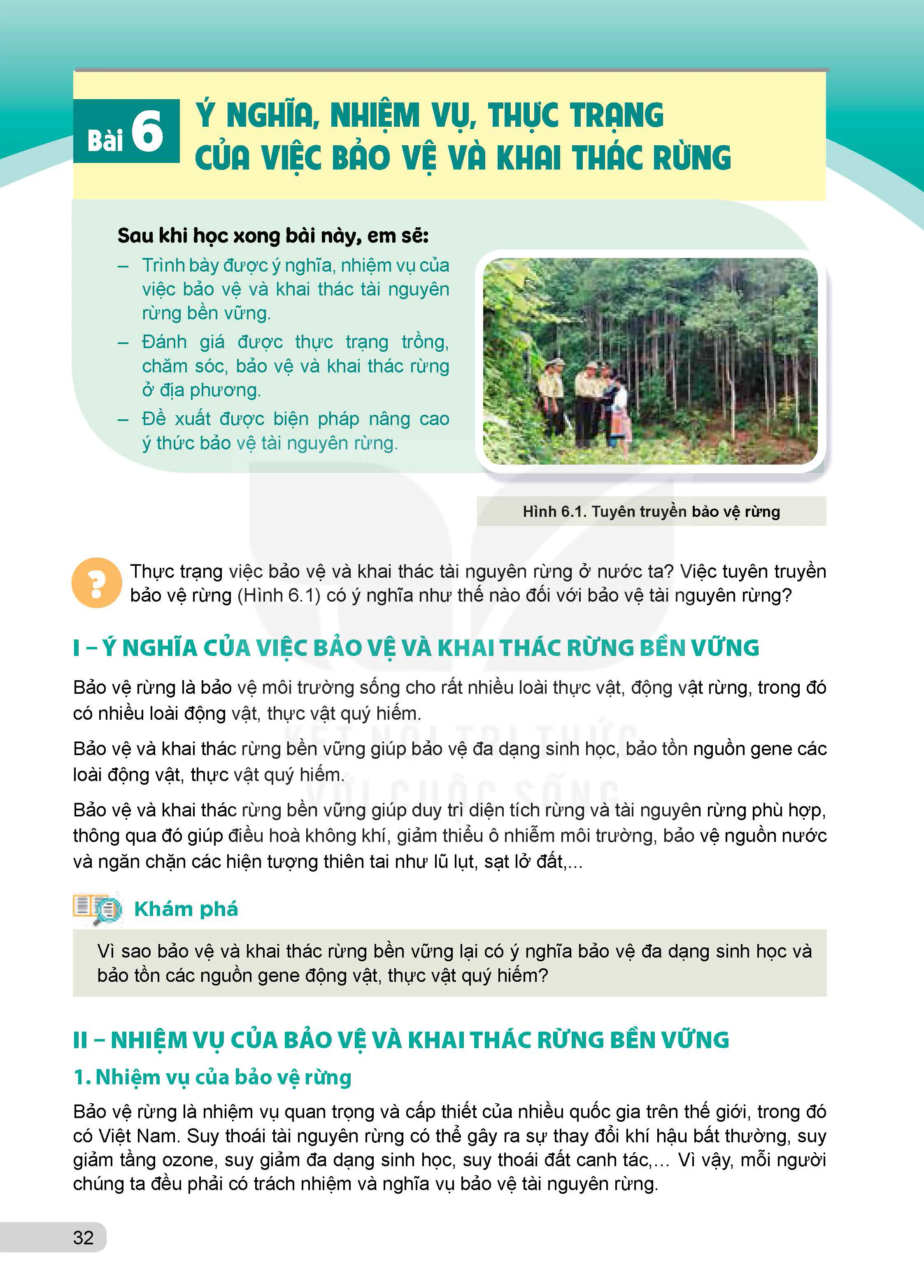 Bài 6: Ý nghĩa, nhiệm vụ, thực trạng của việc bảo về và khai thác rừng 