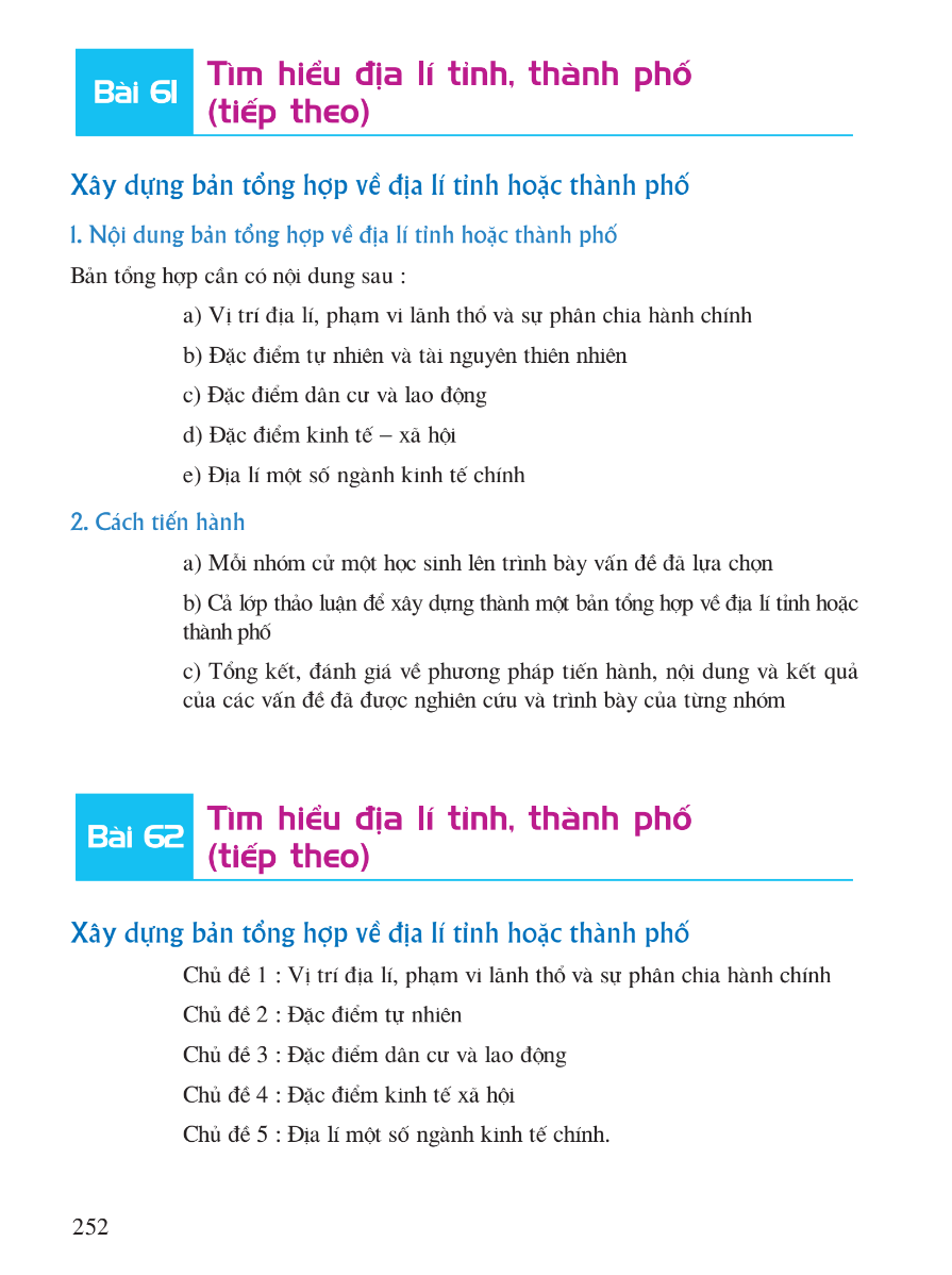 Bài 62: Tìm Hiểu Địa Lý Tỉnh, Thành Phố (tiếp theo)
