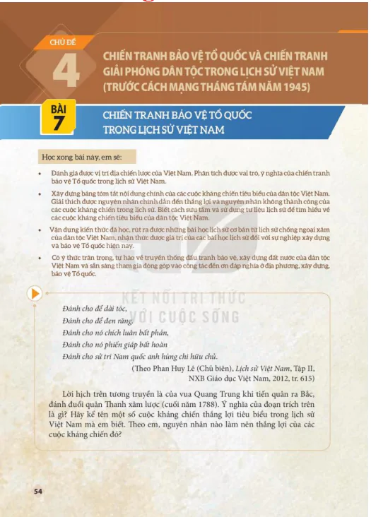 BÀI 7: CHIẾN TRANH BẢO VỆ TỔ QUỐC TRONG LỊCH SỬ VIỆT NAM