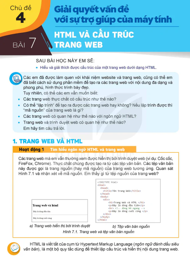 BÀI 7: HTML VÀ CẤU TRÚC TRANG WEB