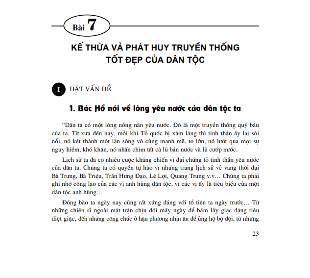Bài 7: Kế thừa và phát huy truyền thống tốt đẹp của Dân tộc