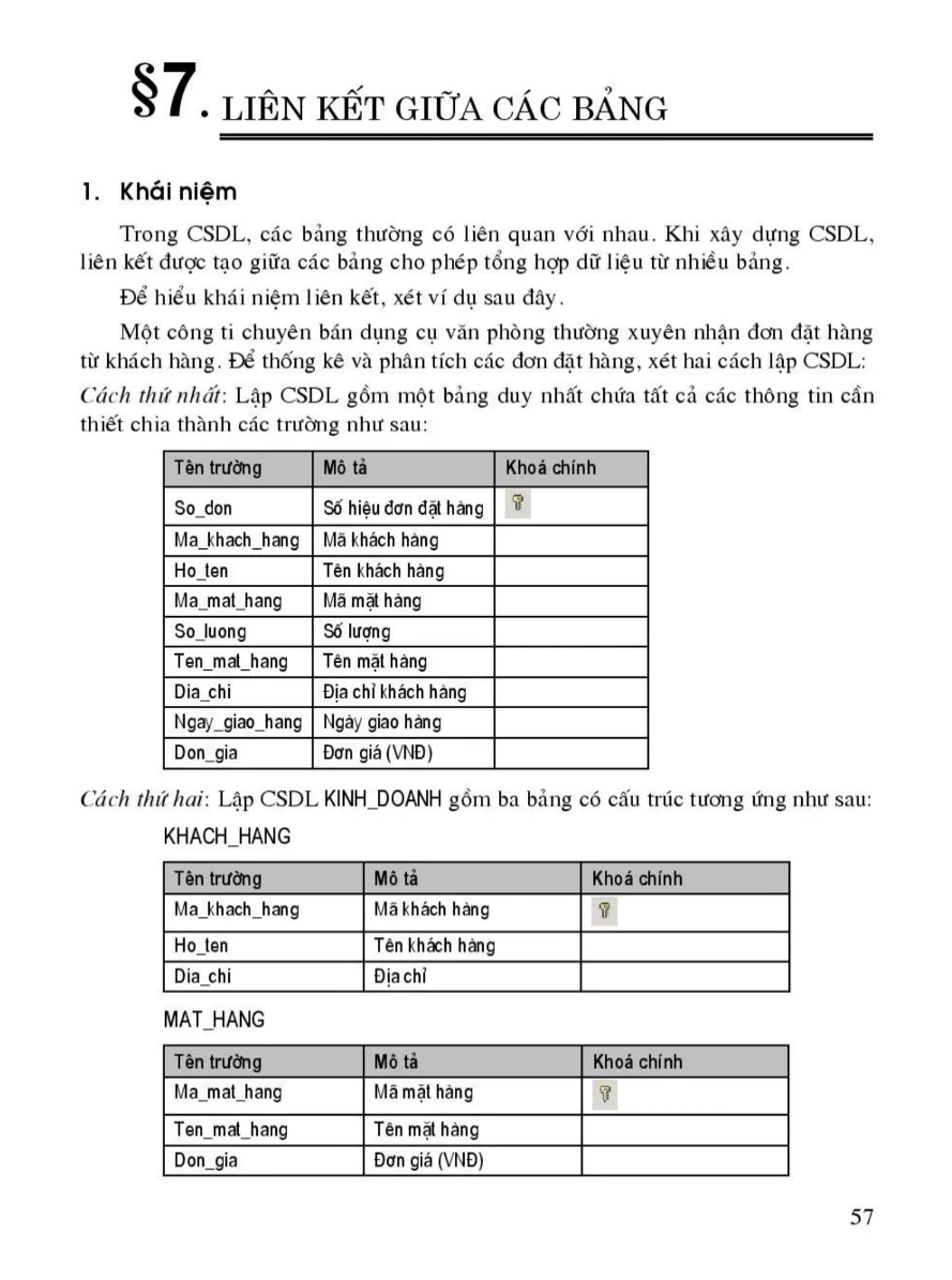 Bài 7: Liên Kết Giữa Các Bảng