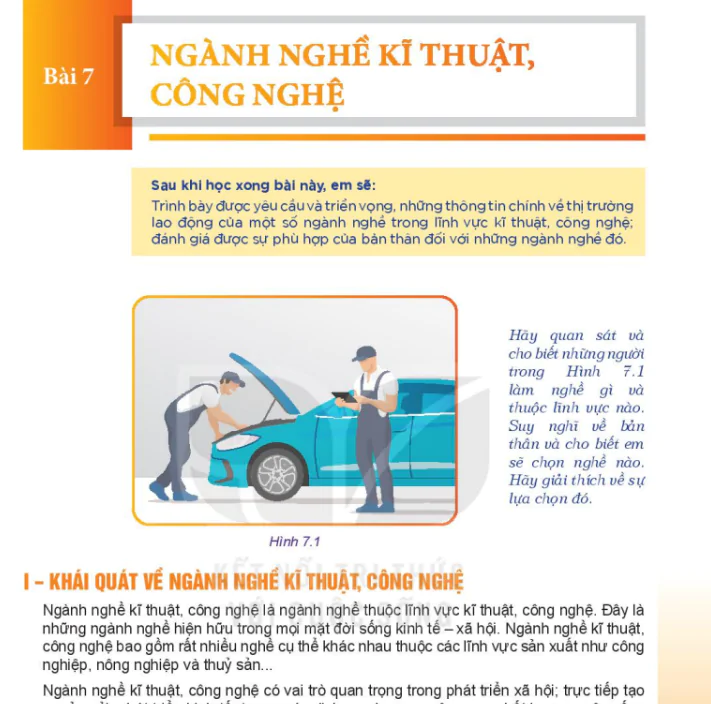 Bài 7: Ngành Nghề Kĩ Thuật, Công Nghệ