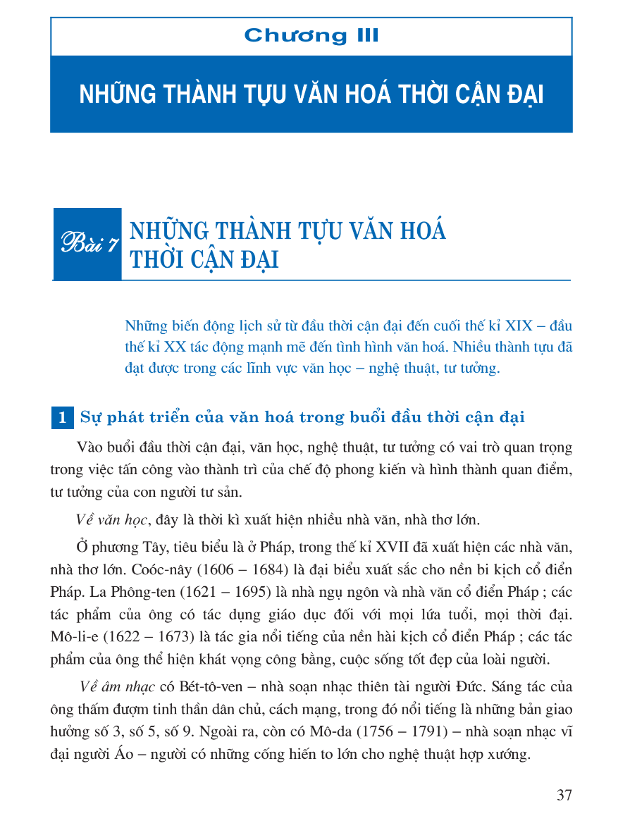 Bài 7: Những Thành Tựu Văn Hóa Thời Cận Đại