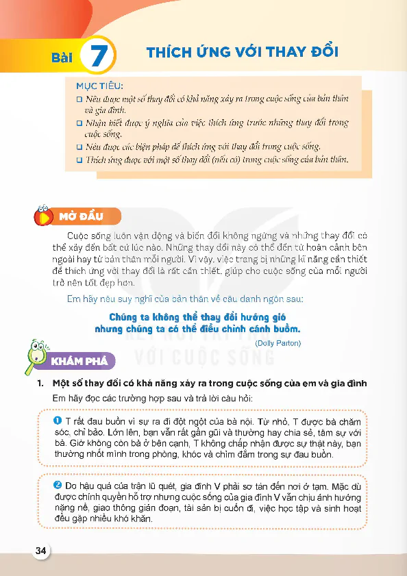 Bài 7: THÍCH ỨNG VỚI THAY ĐỔI