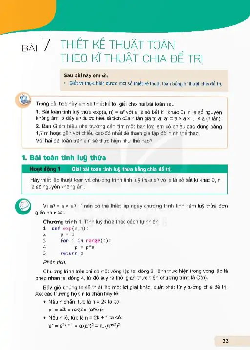 Bài 7: Thiết Kế Thuật Toán Theo Kĩ Thuật Chia Để Trị