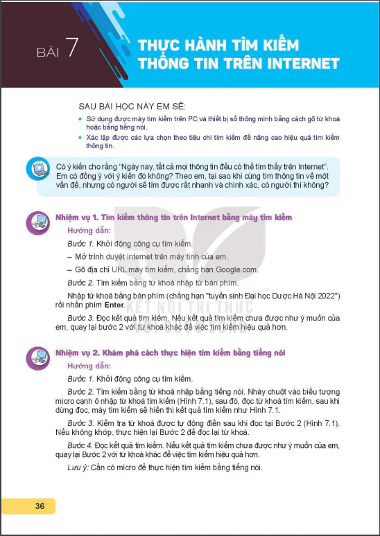 Bài 7: Thực hành tìm kiếm thông tin trên internet