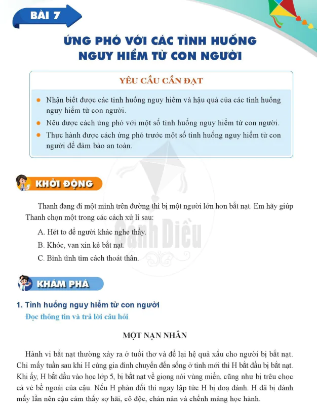 BÀI 7. ỨNG PHÓ VỚI CÁC TÌNH HUỐNG NGUY HIỂM TỪ CON NGƯỜI