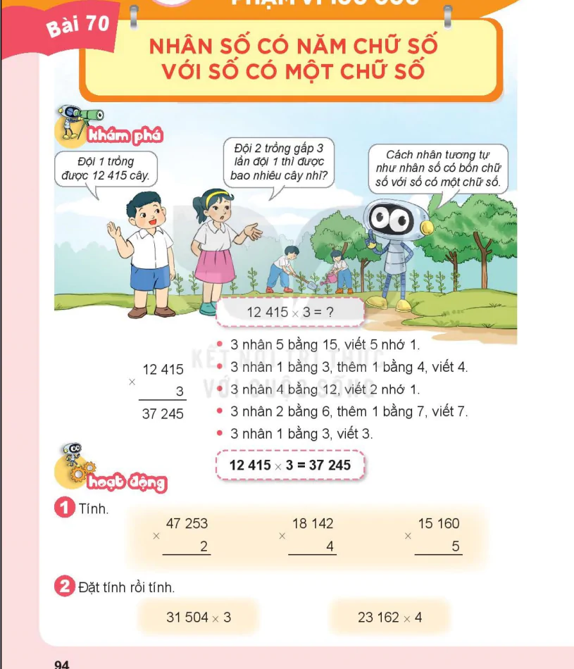 Bài 70: Nhân Số Có Năm Chữ Số Với Số Có Một Chữ Số
