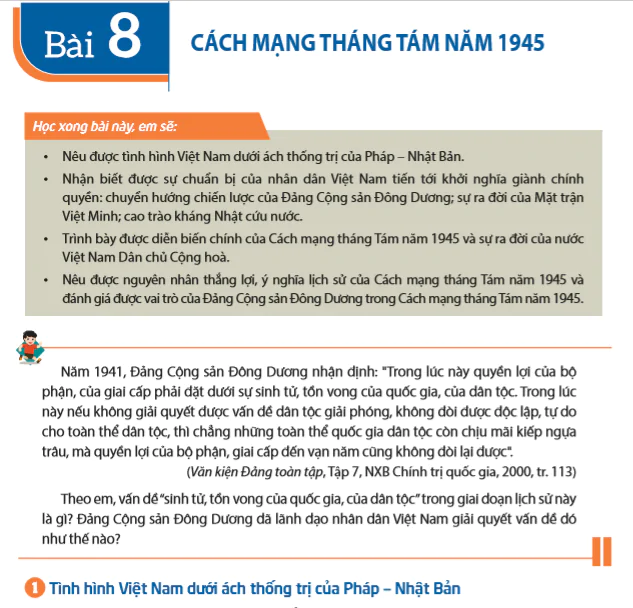 Bài 8: Cách mạng tháng Tám năm 1945
