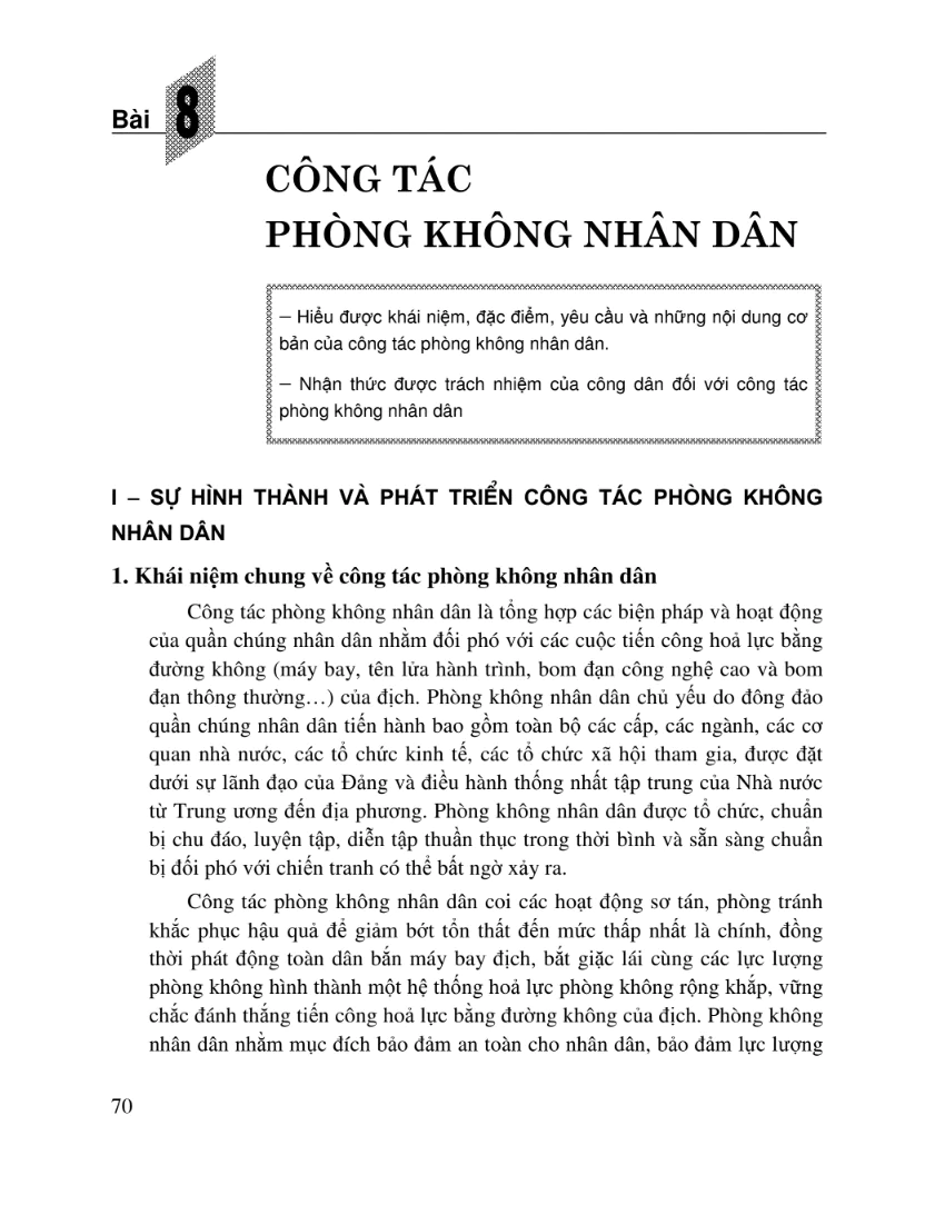 Bài 8: Công Tác Phòng Không Nhân Dân