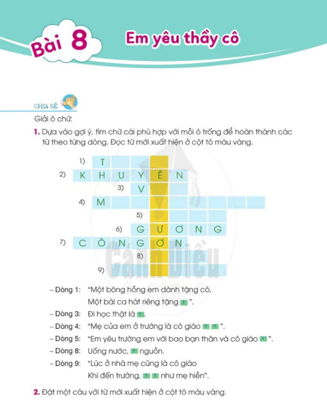 Bài 8: Em yêu thầy cô