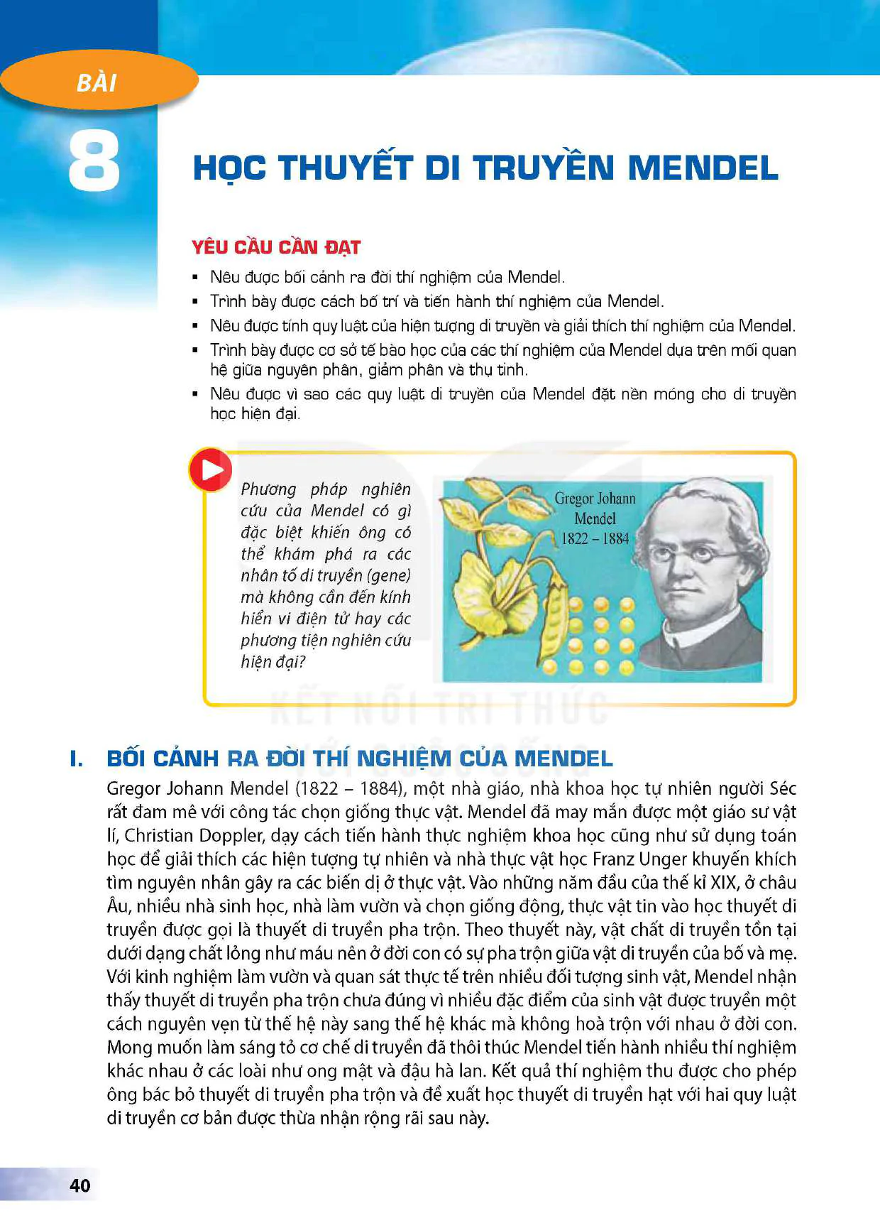 Bài 8: Học thuyết Di truyền của Mendel