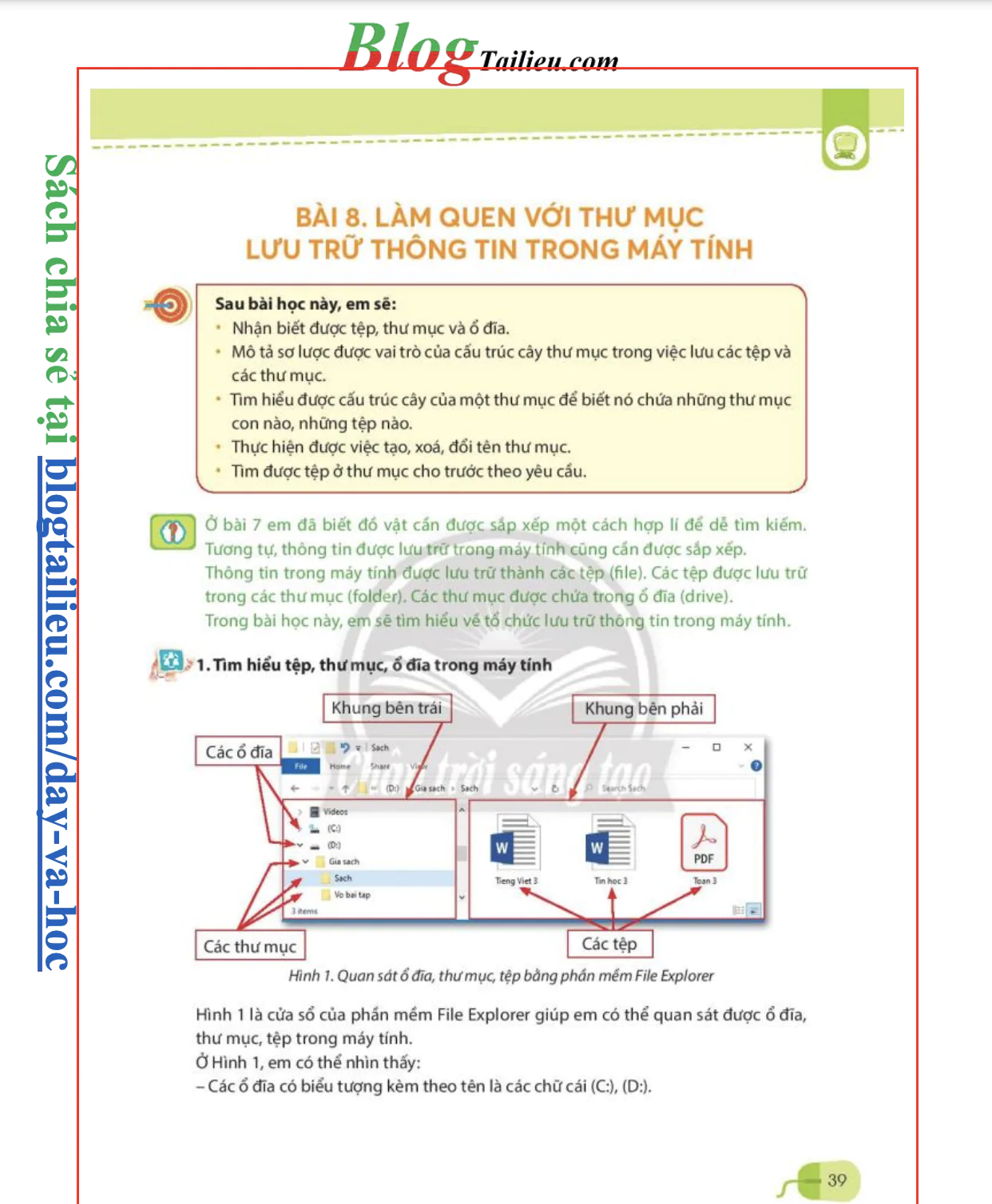 Bài 8: Làm quen với thư mục lưu trữ thông tin trong máy tính