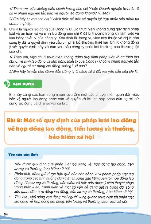 Bài 8: Một Số Quy Định Của Pháp Luật Lao Động Về Hợp Đồng Lao Động, Tiền Lương Và Thưởng, Bảo Hiểm Xã Hội