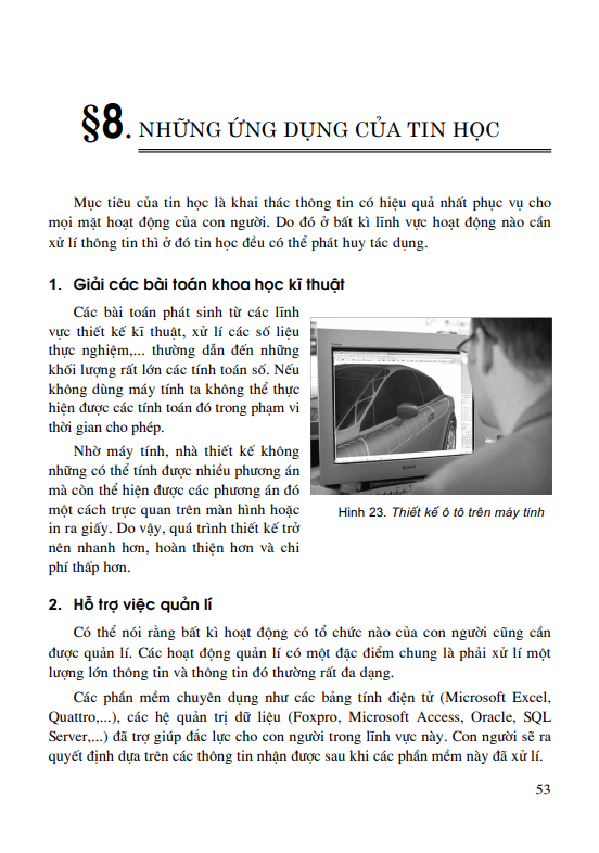 Bài 8: Những ứng dụng của tin học