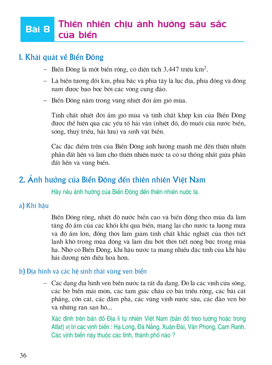 Bài 8: Thiên Nhiên Chịu Ảnh Hưởng Sâu Sắc Của Biển