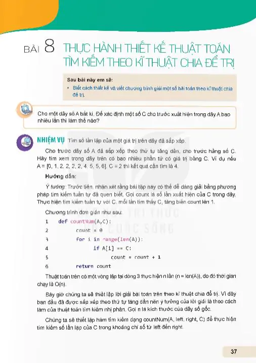 Bài 8: Thực Hành Thiết Kế Thuật Toán Tìm Kiếm Theo Kĩ Thuật Chia Để Trị