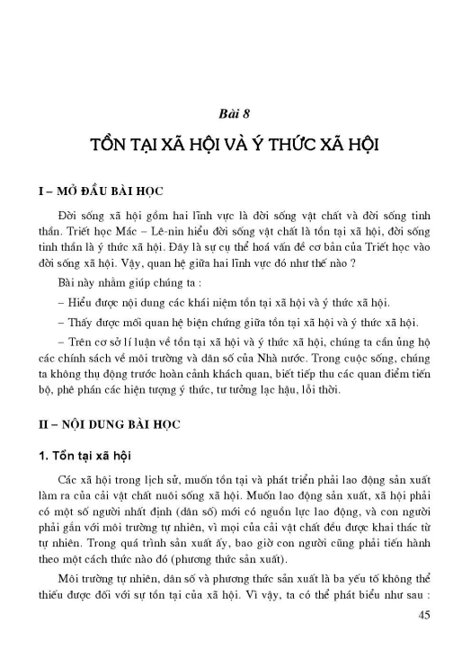 Bài 8: Tồn tại xã hội và ý thức xã hội