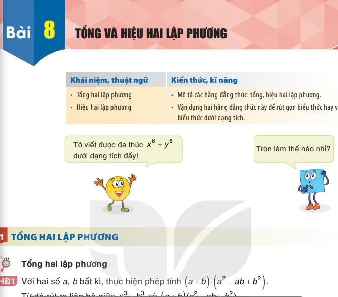 Bài 8: Tổng và hiệu hai lập phương