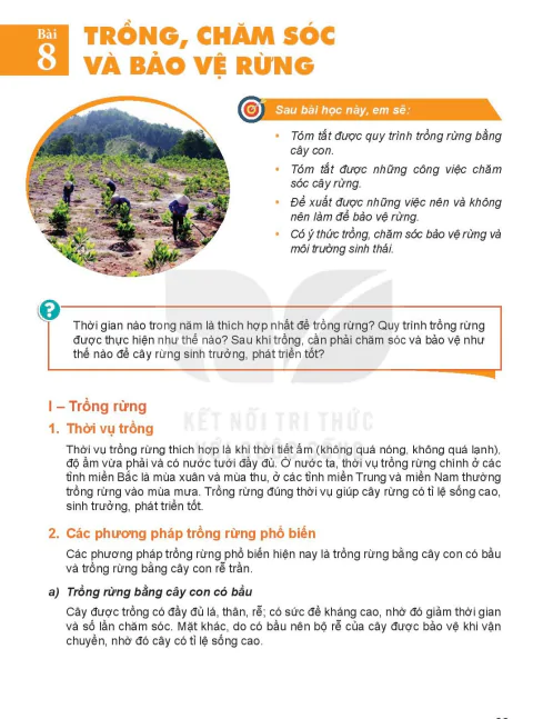 Bài 8: Trồng, chăm sóc và bảo vệ rừng