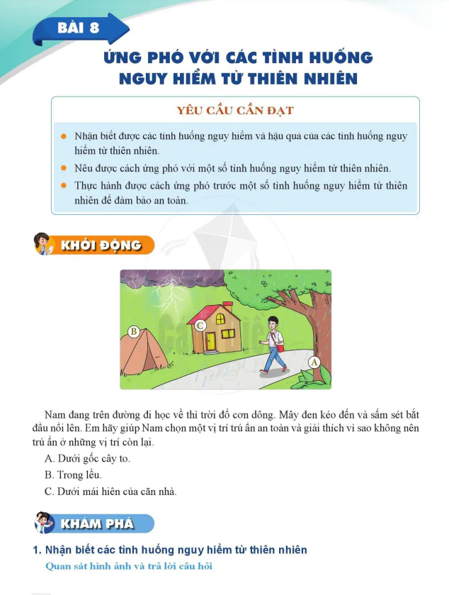 BÀI 8. ỨNG PHÓ VỚI CÁC TÌNH HUỐNG NGUY HIỂM TỪ THIÊN NHIÊN